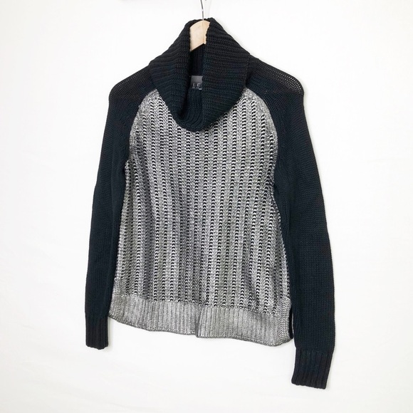 Revolve Leo & Sage Silver & black metallic coated Cowl neck sweater - Picture 9 of 11